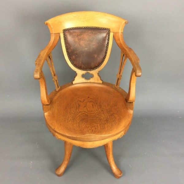 Late Victorian Oak Swivel Desk Chair