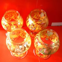 SALE &#8211; Rare Large Vintage Set of 4 Venetian Murano Hand Painted Goblets