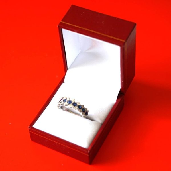 18ct White Gold Diamond and Sapphire Multi Stone Engagement &#8211; Eternity Ring &#8211; Ideal Gift / Present