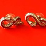 Stunning Pair of Gilt Rhinestone &amp; Enamel Snake Earrings for Pierced Ears
