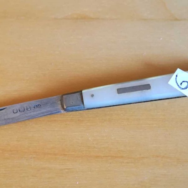 Antique 1894 Silver Mother of Pearl Fruit Knife