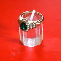 Atwood &amp; Sawyer Gold Plated Emerald Green and Crystal Designer Ring