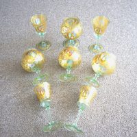 Set of Rare Venetian Hand Painted Goblets &amp; Wine Glasses – Free UK Postage