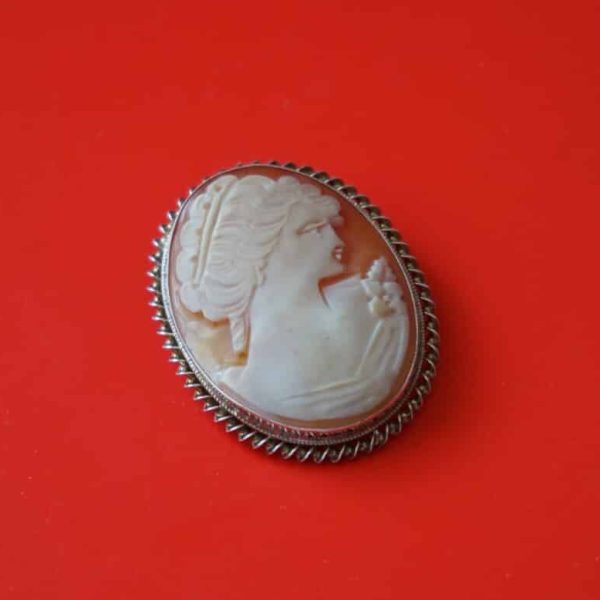 Vintage Silver Cameo Brooch / Pendant &#8211; Boxed