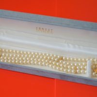 Vintage Simulated Two Strand Pearl Necklace &amp; Pendant With Extension