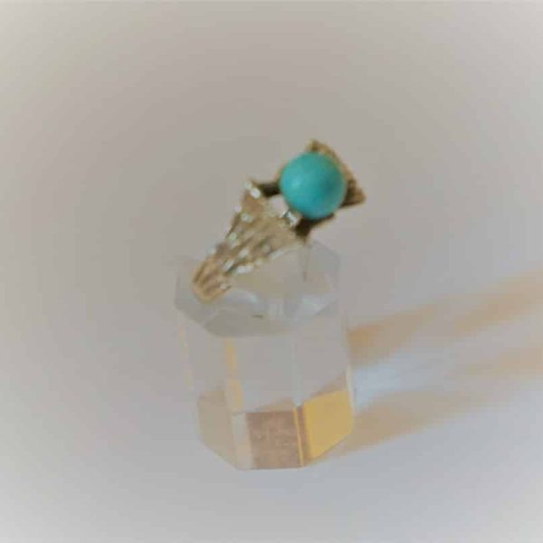 Vintage Gold Turquoise Round Ring &#8211; Boxed &#8211; FREE UK Postage