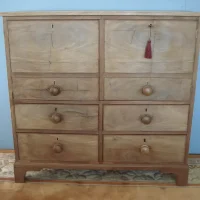 Oak Lined Drawers to this Low Blonde Mahogany Cupboard on Chest