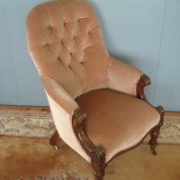 Reupholstered Button Back Victorian Armchair