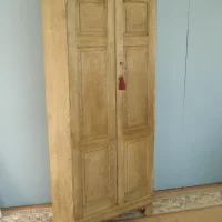 Freestanding 19th Century Bare Oak two door corner cupboard/ Hall cupboard