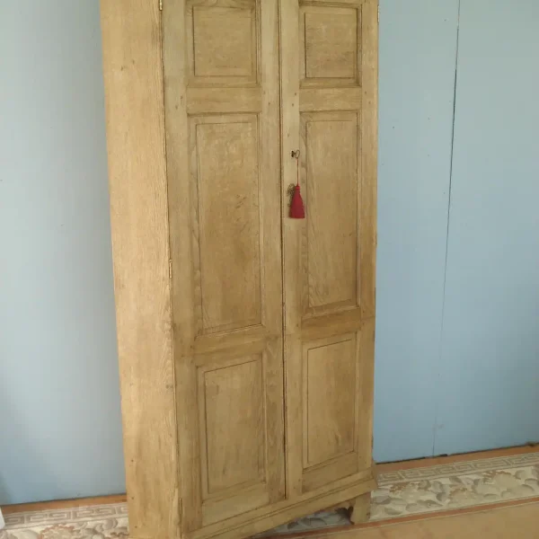 Freestanding 19th Century Bare Oak two door corner cupboard/ Hall cupboard
