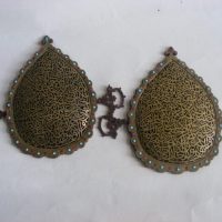 RARE &#038; beautiful PAIR Qajar Bazu Band AYATUL Kursi GOLD iron Islamic Persia around 200 years old