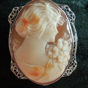 Silver Filligree Cameo Brooch