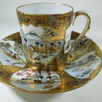 Japanese Satsuma Coffee Cup and Saucer
