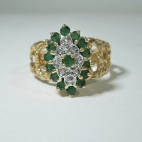 10ct Gold Emerald Diamond Ring