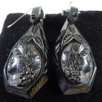Victorian Whitby jet Cameo Earrings