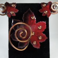 Matisse Copper and Enamel Brooch and Clip-on Earrings