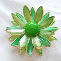 Funky 50&#8217;s Lime &amp; Mint Green Enamel Brooch
