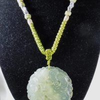 Chinese Green Jade Pendant on Silk Cord