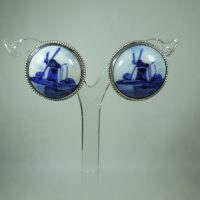 Silver Delft Clip-On Earrings