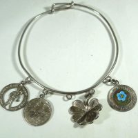 German Silver WW1 Bangle with Coins and Mementoes