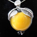 Butterscotch Amber &#038; Silver Pendant Brooch