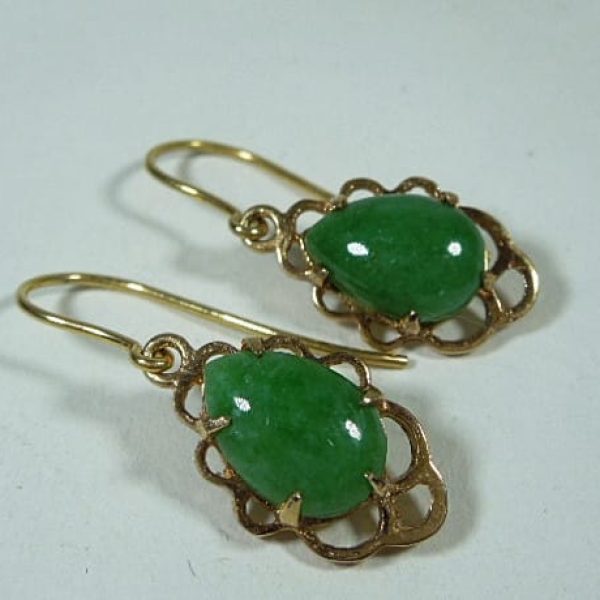 9ct Gold Jade Drop Earrings