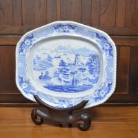 John &amp; William Ridgway &#8220;India Temple&#8221; Blue &amp; White Meat Charger SAI3076