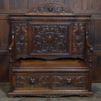 Victorian Green Man Oak Monk Bench SAI3544