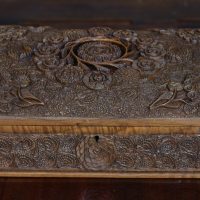 Hand-carved Anglo-Indian Wooden Trinket Box SAI3650