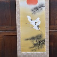 Boxed Japanese Hand painted Crane Scroll SAI4178