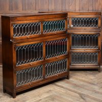 Pair of Edwardian Oak Barrister Bookcase with Leaded Glass SAI3804
