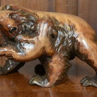 Japanese Carved Wooden Bear with Cub SAI4309