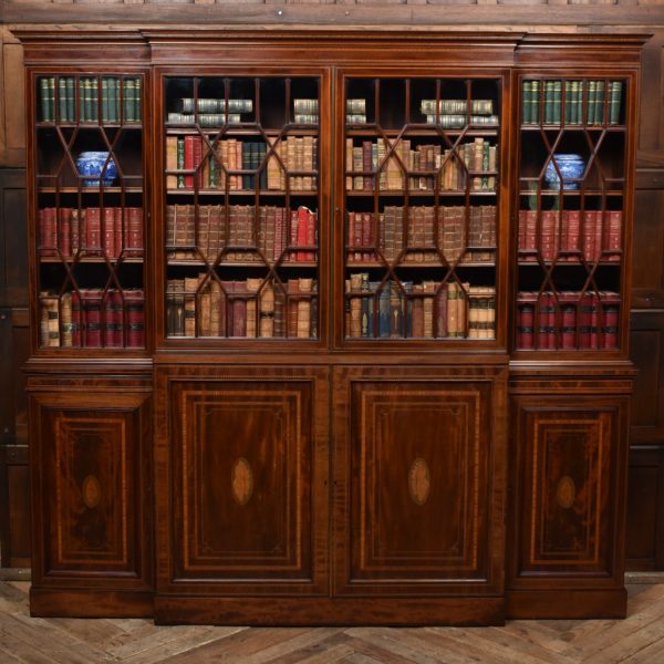Edwardian Mahogany Breakfront Bookcase SAI3675