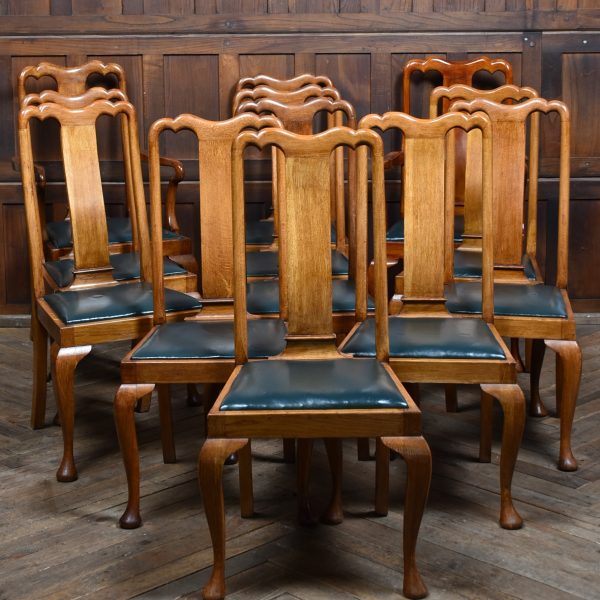12 Queen Anne- Style Oak Chairs SAI3740