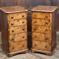 Pair Of Victorian Burr Walnut Bedside Drawers SAI3899