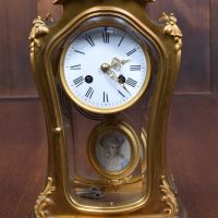 19th‑Century French Gilt Mantel Clock with Signed Rodier Miniature  SAI4188