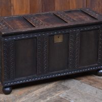 Miniature Edwardian Carved Oak Coffer SAI3993