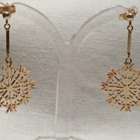 9ct Gold Snowflake Drop Earrings