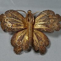 Vintage Silver Gilt Butterfly Brooch