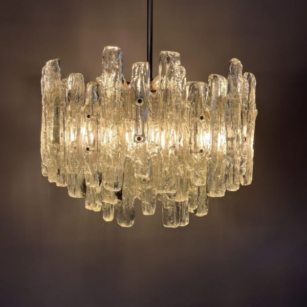 Large Murano Ice Glass Chandelier c1960s