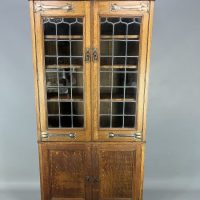 Arts &amp; Crafts Oak Glazed Motto Bookcase c1900