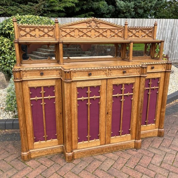 Gothic Revival Oak Sideboard Credenza
