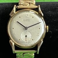 Antique Flora Gold Plated Gents Wrist Watch With Rolled Gold Strap
