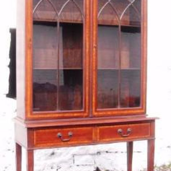 Edwardian astrigal glazed two door mahogany bookcase