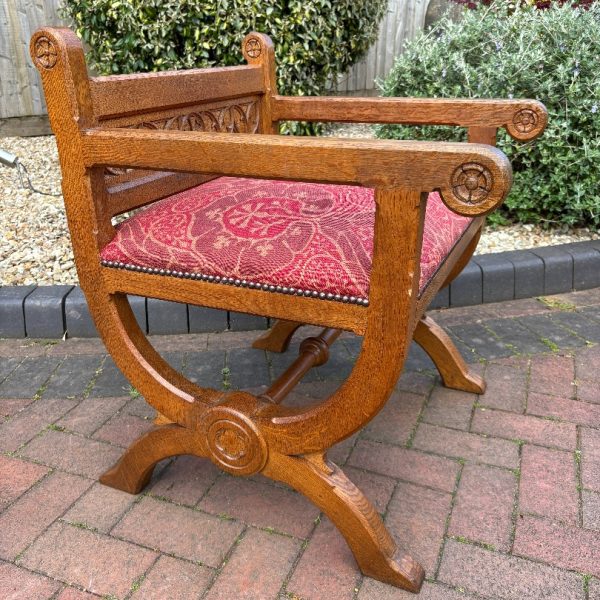 Gothic Revival Oak Hall Seat