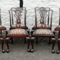 SOLD . Set eight Victorian mahogany Chippendale dining chairs