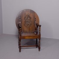 Jacobean style folding-top oak single seat monk’s bench