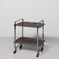 Rare and stylish Art Deco chrome and wood tea trolley on chrome-mounted castors