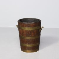 Mid-Victorian brass-bound crosscut oak stickstand with lovely figuring