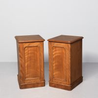 Pair of Victorian Satin Birch Bedside Pedestal Cabinets